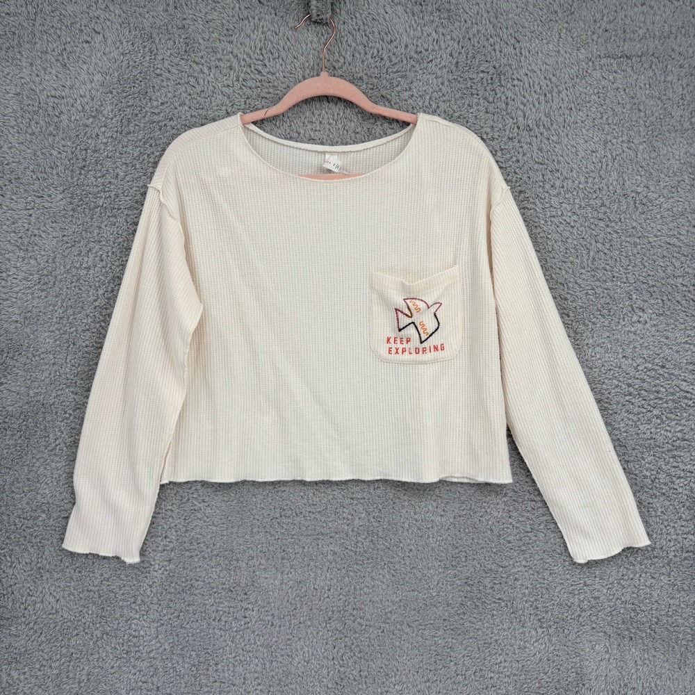 Daily Practice Anthropologie Keep Exploring Waffle Knit Crop Top XS Cream